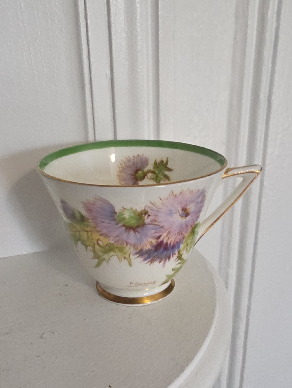 vintage Royal Doulton bone china teacup saucer set featuring the "Glamis Thistle - Picture 3 of 7